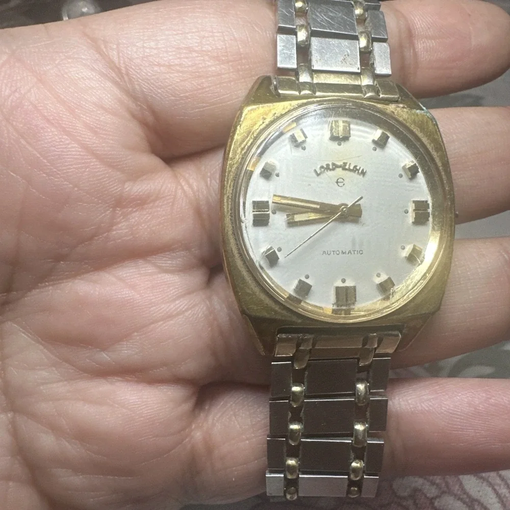 Vintage Lord Elgin 989 Mens Automatic watch 17j 34mm It ticks But Need Servicing